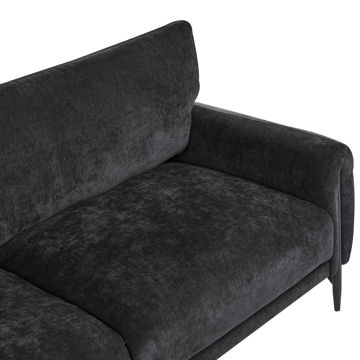 3-SITZER-SOFA Chenillegewebe Schwarz Skaro - Schwarz, Textil (214/87/89cm) - Beliani