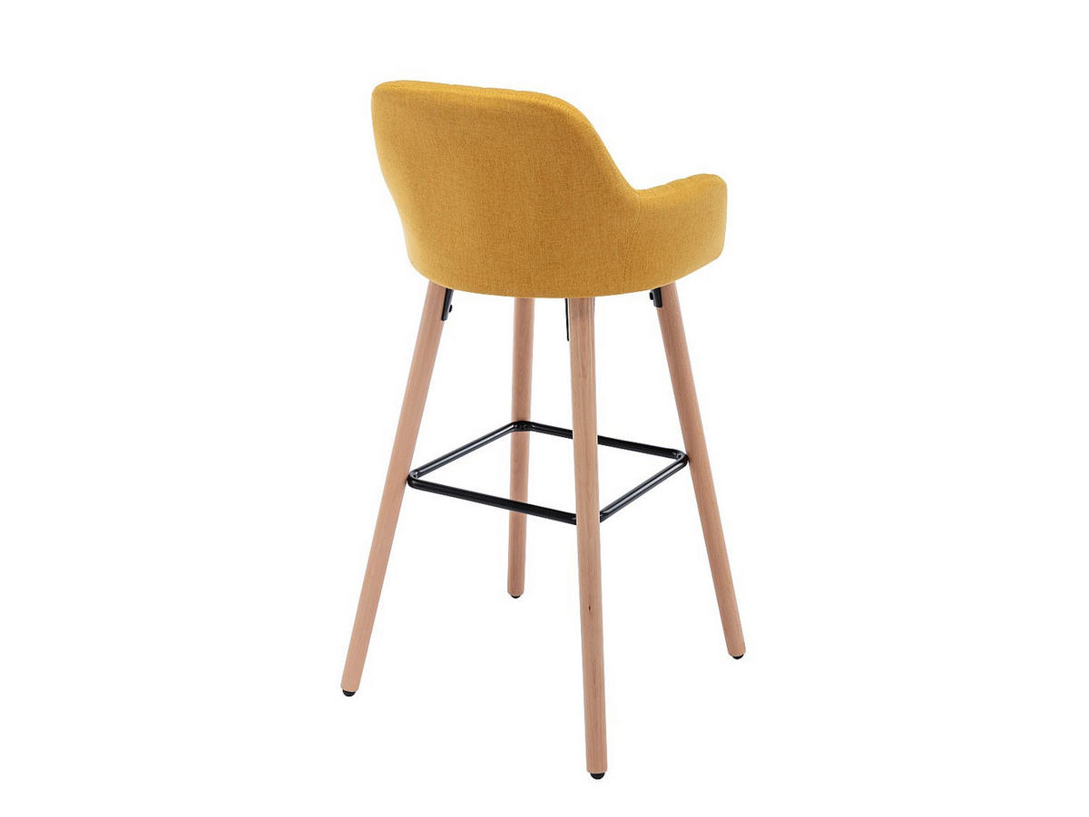 BARHOCKER - 47 cmcm x 52 cmcm - Stoff - Senffarben - ELEANA - Dunkelgelb, Textil (47/98/52cm) - Vente-Unique