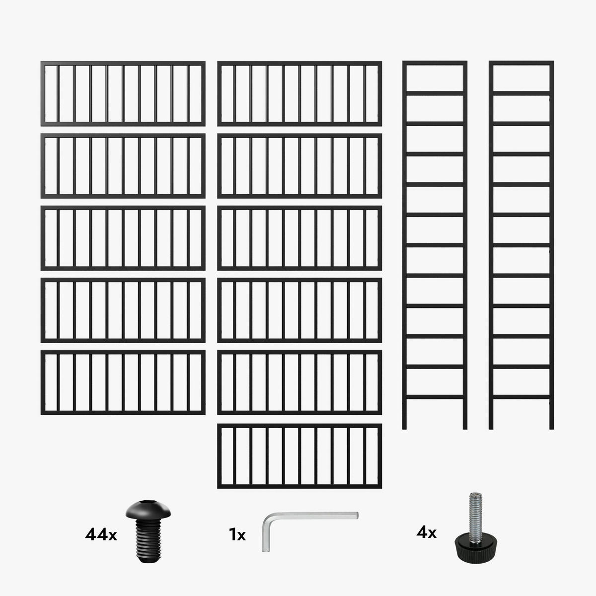 WEINREGAL für 110 Flaschen aus Metall, schwarz - Schwarz, Metall (80/170/30cm) - Metalo Pro