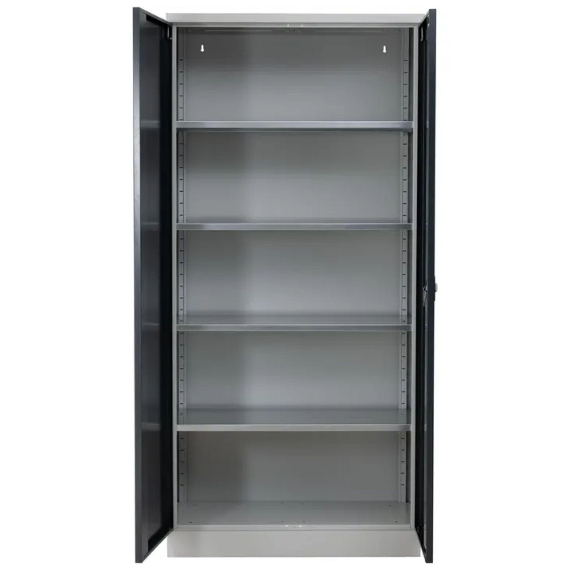 STAHLSCHRANK Bee mit 10 lackierten Fachböden 195x92x60 cm Korpusfarbe Lichtgrau Frontfarbe Anthrazit - Anthrazit, Metall (92/195/60cm)