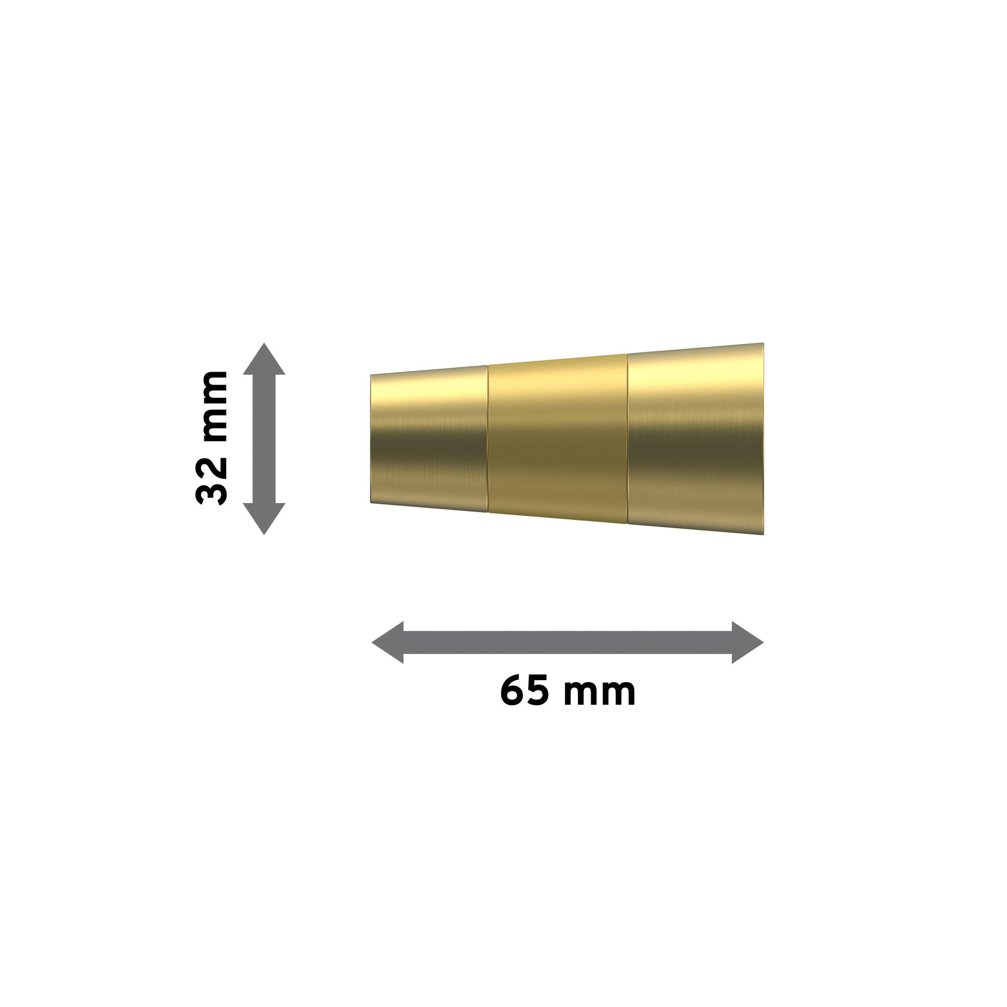 ENDSTÜCKE FÜR GARDINENSTANGEN 20 mm Ø, Tanara Messing-Optik/Satin-Gold, Packung 2 Stück - Messingfarben/Goldfarben, Metall (6.5/3.2/3.2cm) - INTERDECO