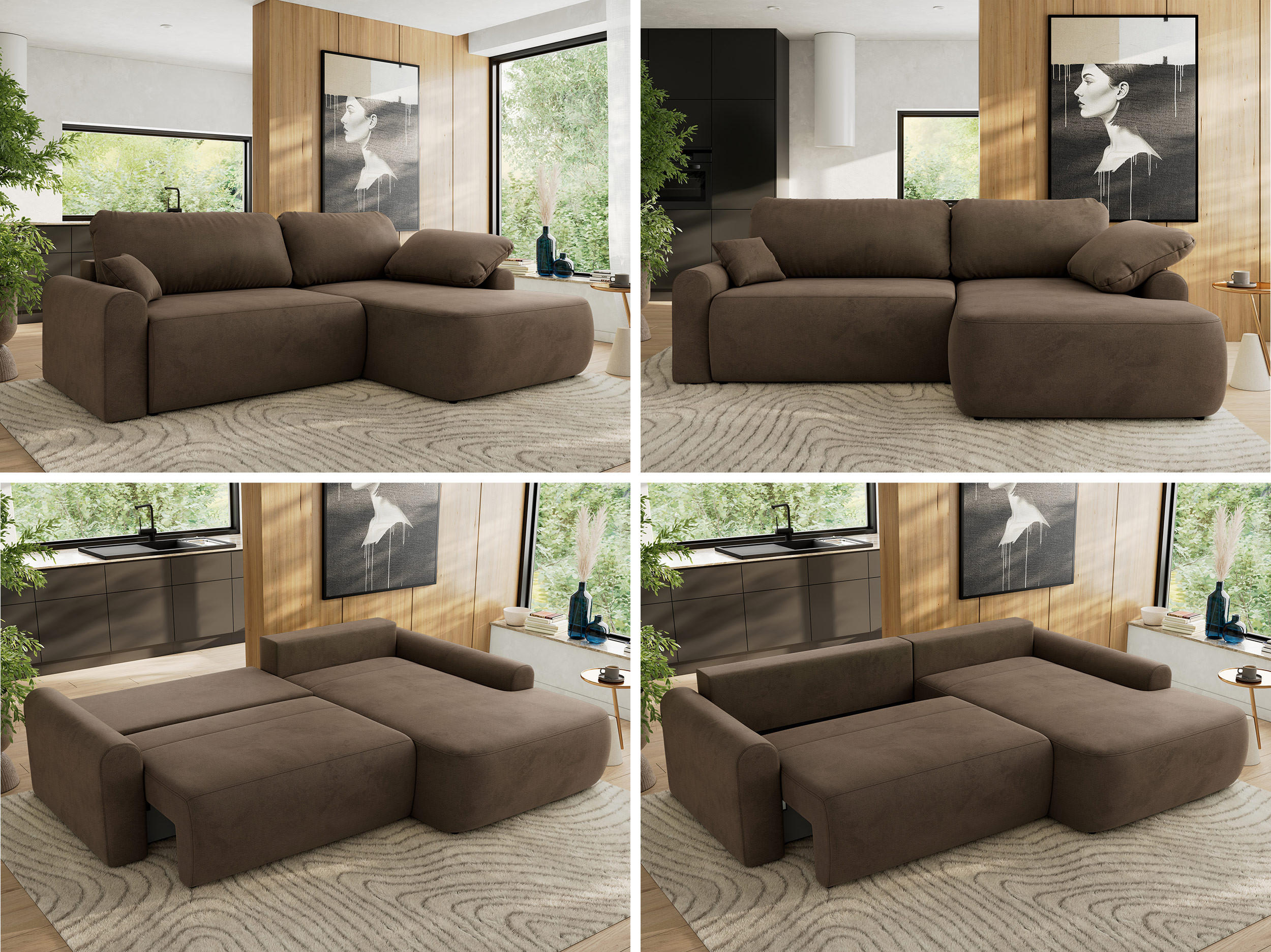 Thumbnail - MKS Eckschlafsofa, Braun, Textil, 4-Sitzer, L-Form,L-Form, 273x187 cm, Oeko-Tex®, Wohnzimmer, Sofas & Couches, Wohnlands...