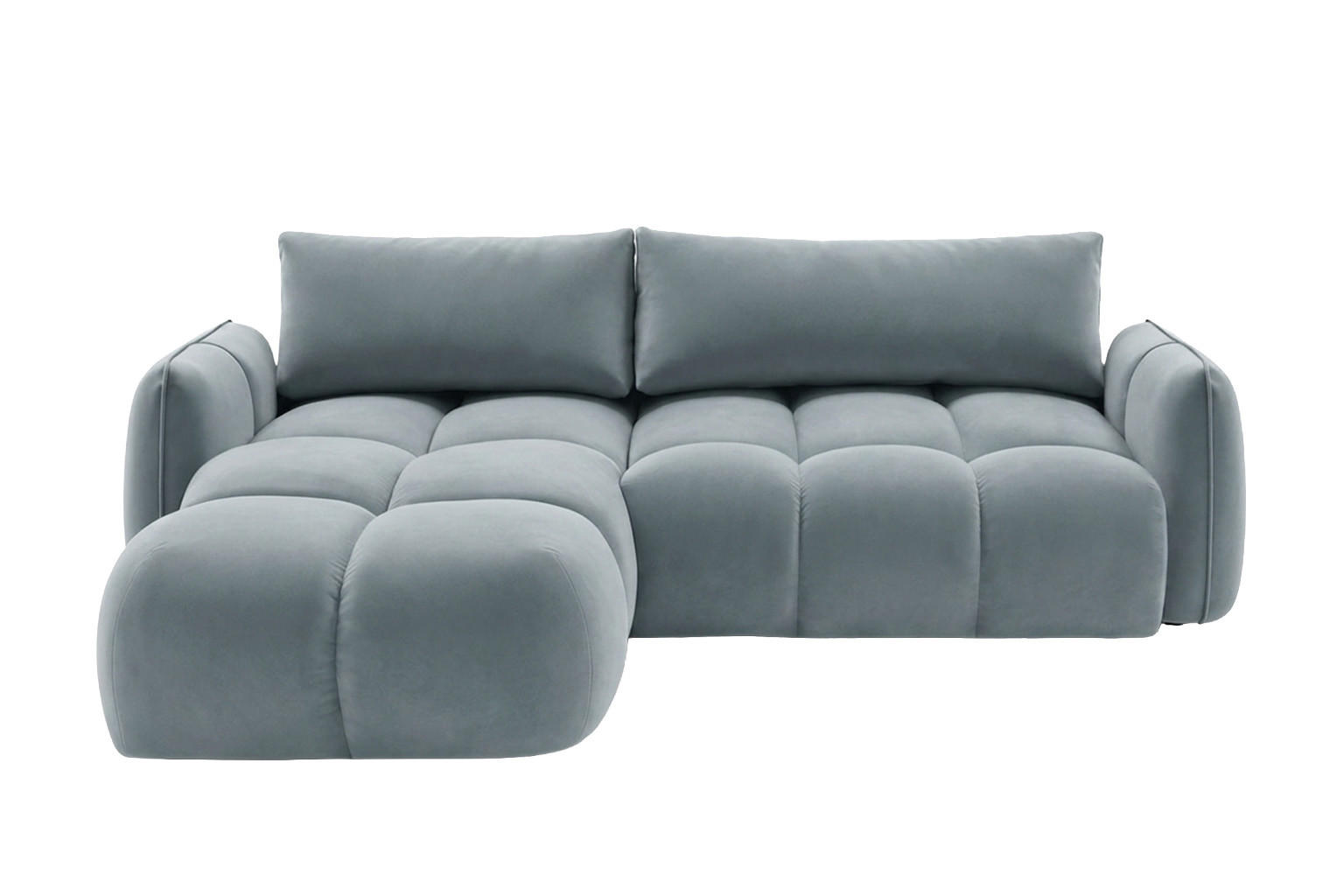ECKSOFA L-Form Mit Schlaffunktion, Veloursstoff Bluvel, Blaugrau, Links, BELVEDER L - Blaugrau, Holz (250/168cm) - Kaiser Möbel