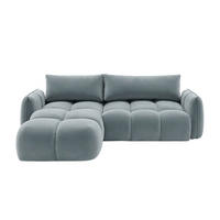 ECKSOFA L-Form Mit Schlaffunktion, Veloursstoff Bluvel, Blaugrau, Links, BELVEDER L - Blaugrau, Holz (250/168cm) - Kaiser Möbel
