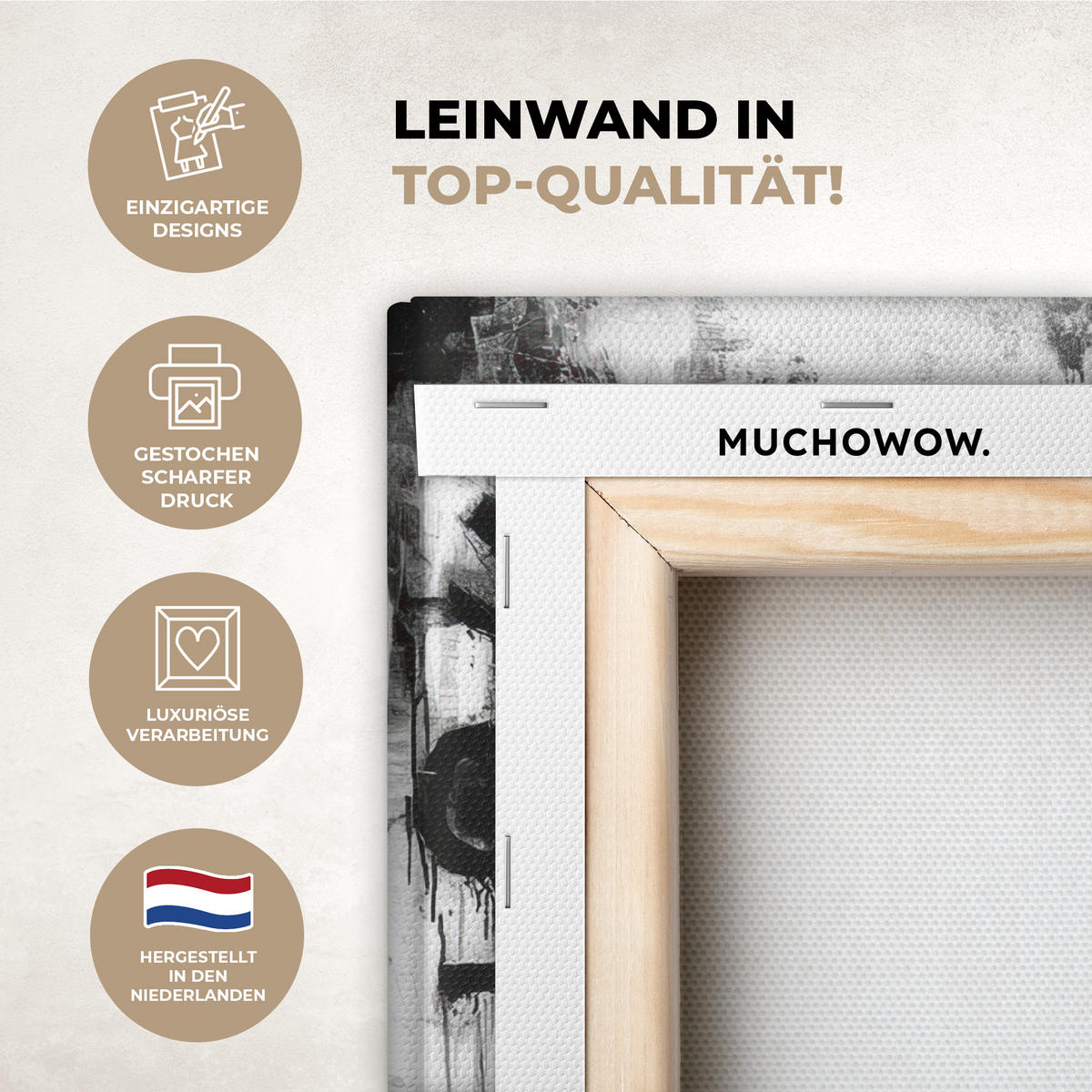 LEINWANDBILD Malerei - Figuren - Schwarz - Abstrakt Deko Wohnzimmer 20x20 cm - Schwarz, Textil (20/20cm) - MuchoWow