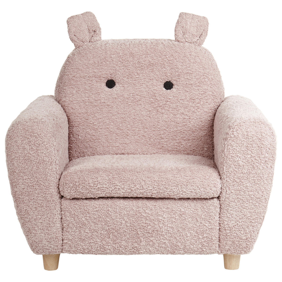 KINDERSESSEL Nilpferd Bouclé Pastellrosa Maribo - Pink, Textil (61/59/44cm) - Beliani