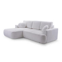 ECKSOFA VELOS Ecru L - Links Bouclé - Ecru/Schwarz, Kunststoff/Textil (260/168cm) - Luxkor24