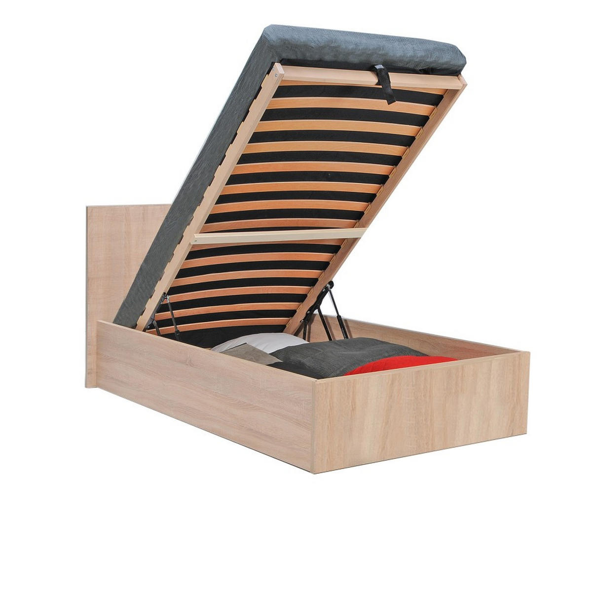 BETTKASTEN MADRID mit Lattenrost/ Bett 90x190 - Eiche gebleicht Dekor - Sonoma Eiche, Holzwerkstoff (90/190cm) - Weber Industries