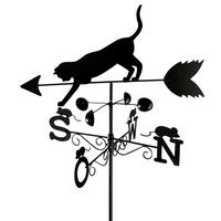 WETTERFAHNE Katze - Schwarz, Metall (40/170/50cm)
