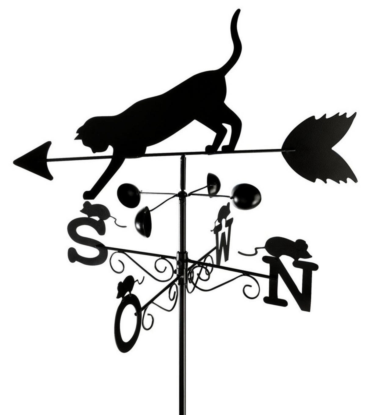 WETTERFAHNE Katze - Schwarz, Metall (40/170/50cm)
