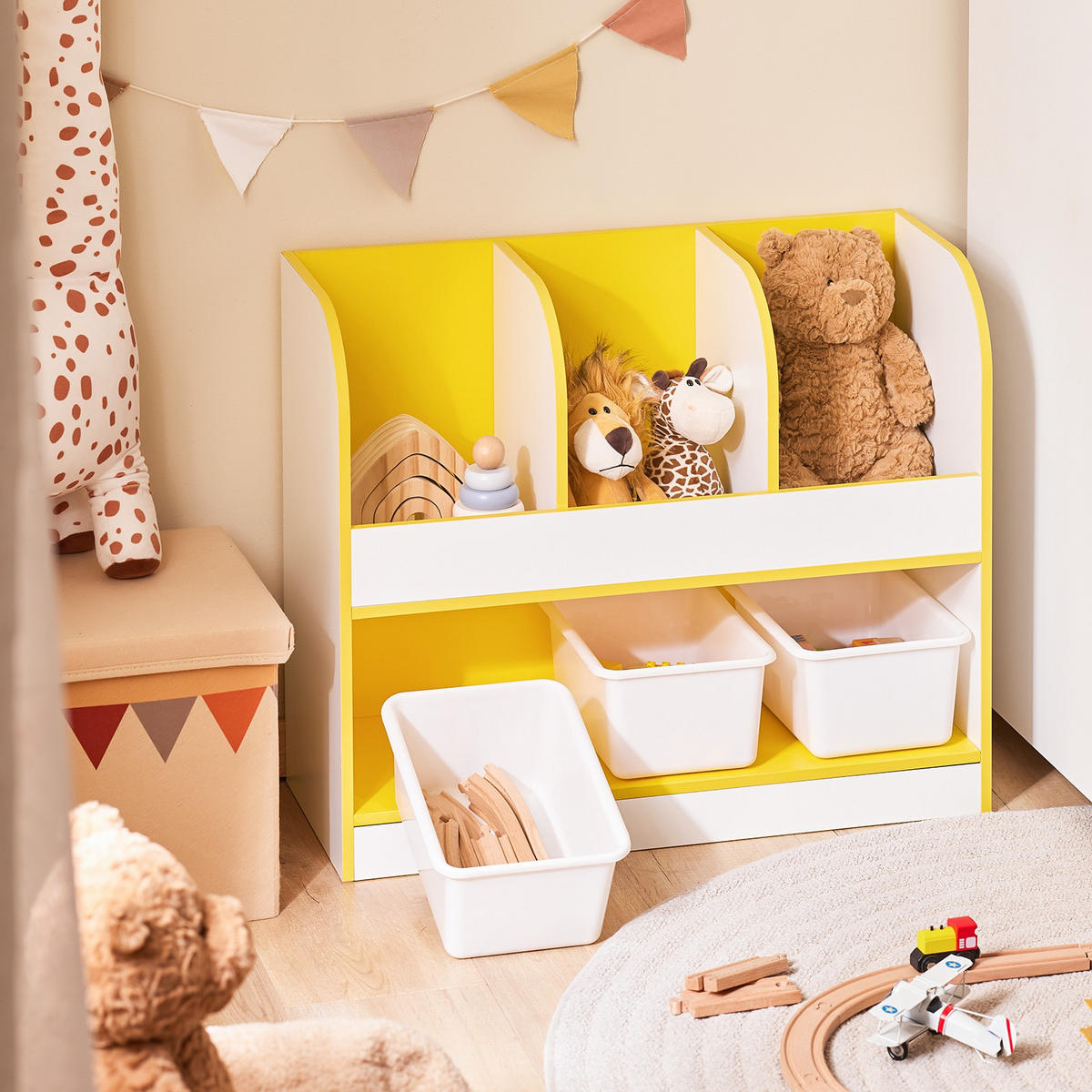 KINDERREGAL Weiß-Gold - Goldfarben/Weiß, Holzwerkstoff (70/58/30cm) - SoBuy
