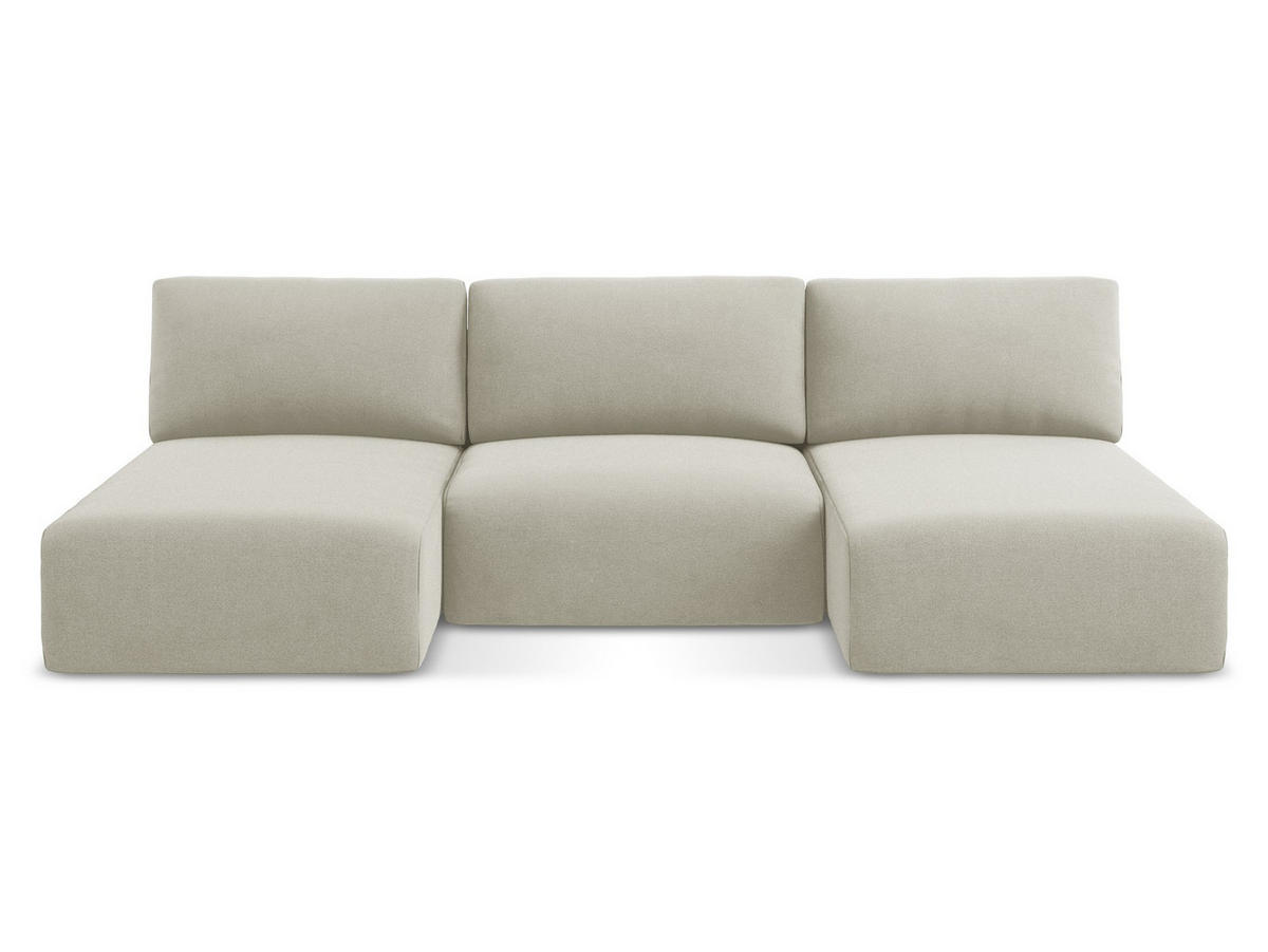 WOHNLANDSCHAFT Strukturstoff Stoff Beige - Beige/Creme, Kunststoff/Textil (304/79/149cm) - Makamii