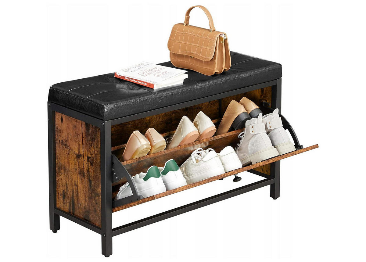 SCHUHSCHRANK/BANK, braun/schwarz - Braun, Holzwerkstoff (80/51/30cm) - A2A Home