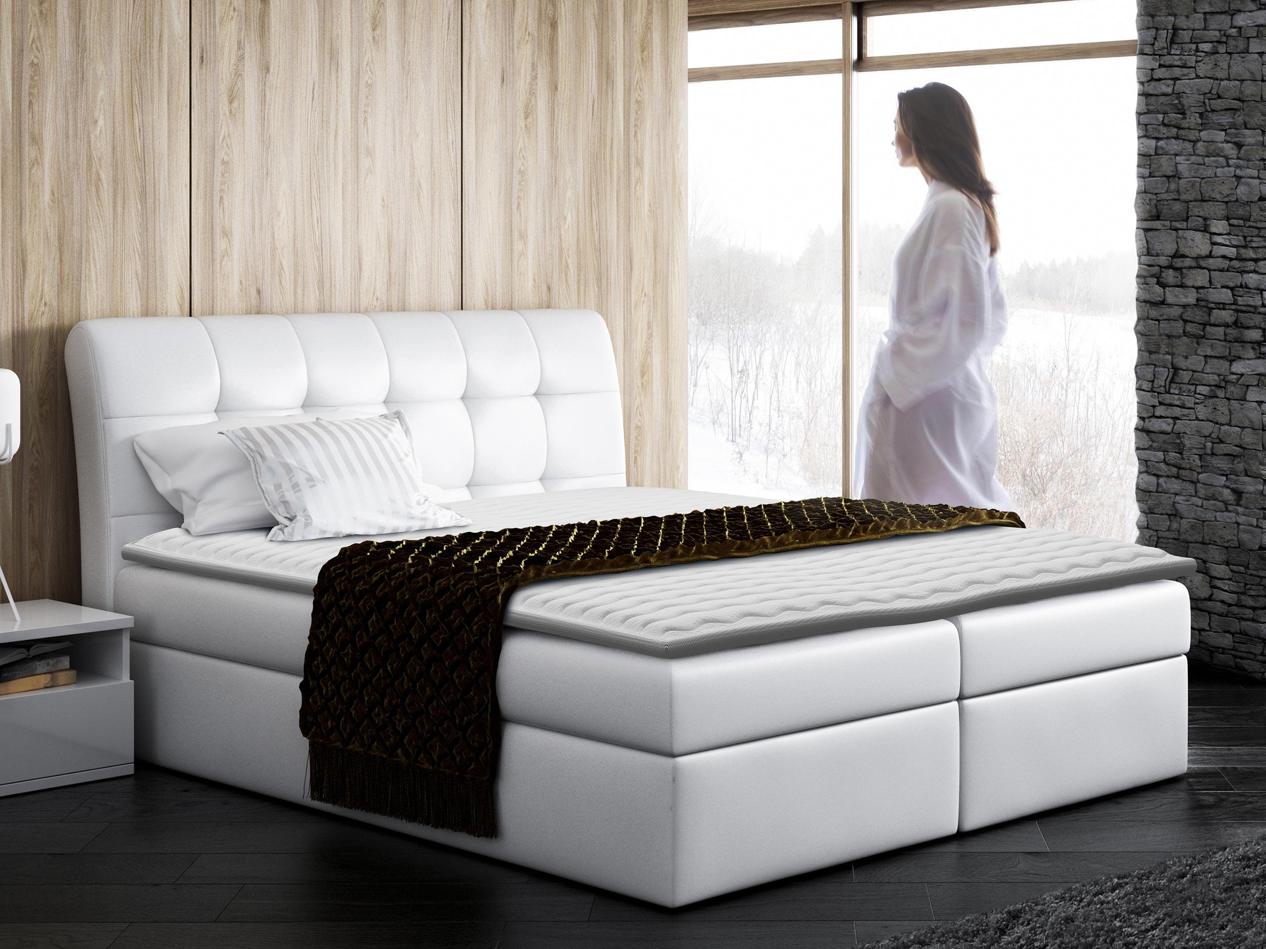 BOXBETT Diego - Weiß, Holz (200/200cm) - MIRJAN24