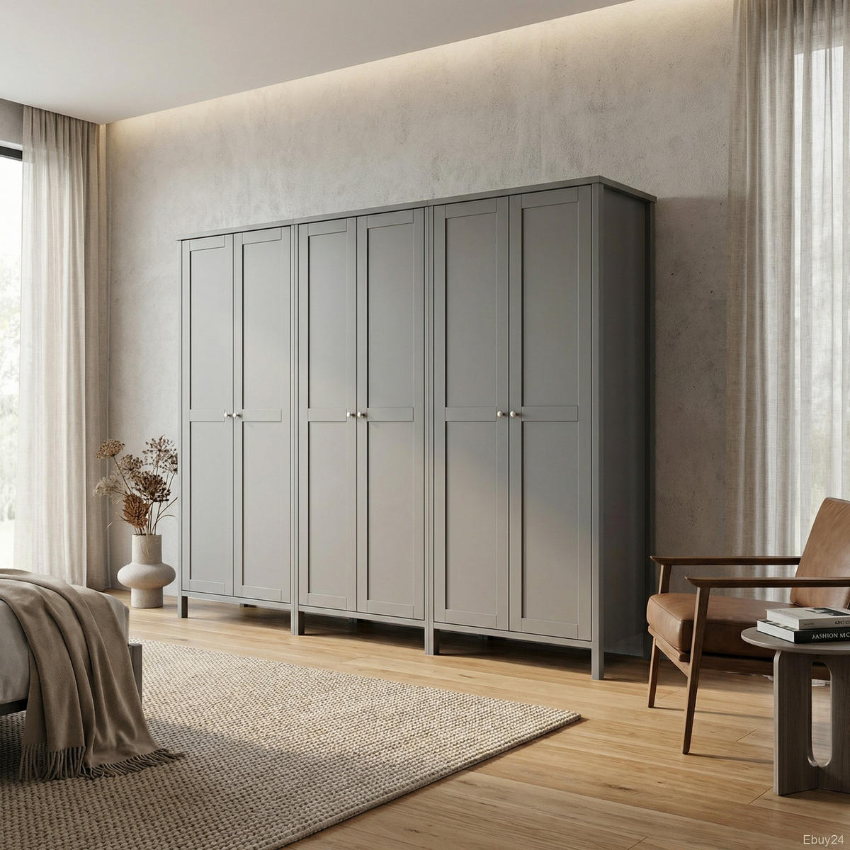 KLEIDERSCHRANK Tromsø Grau lackiert 267/50/195 cm - Grau, Holzwerkstoff (267/195/50cm) - ebuy24