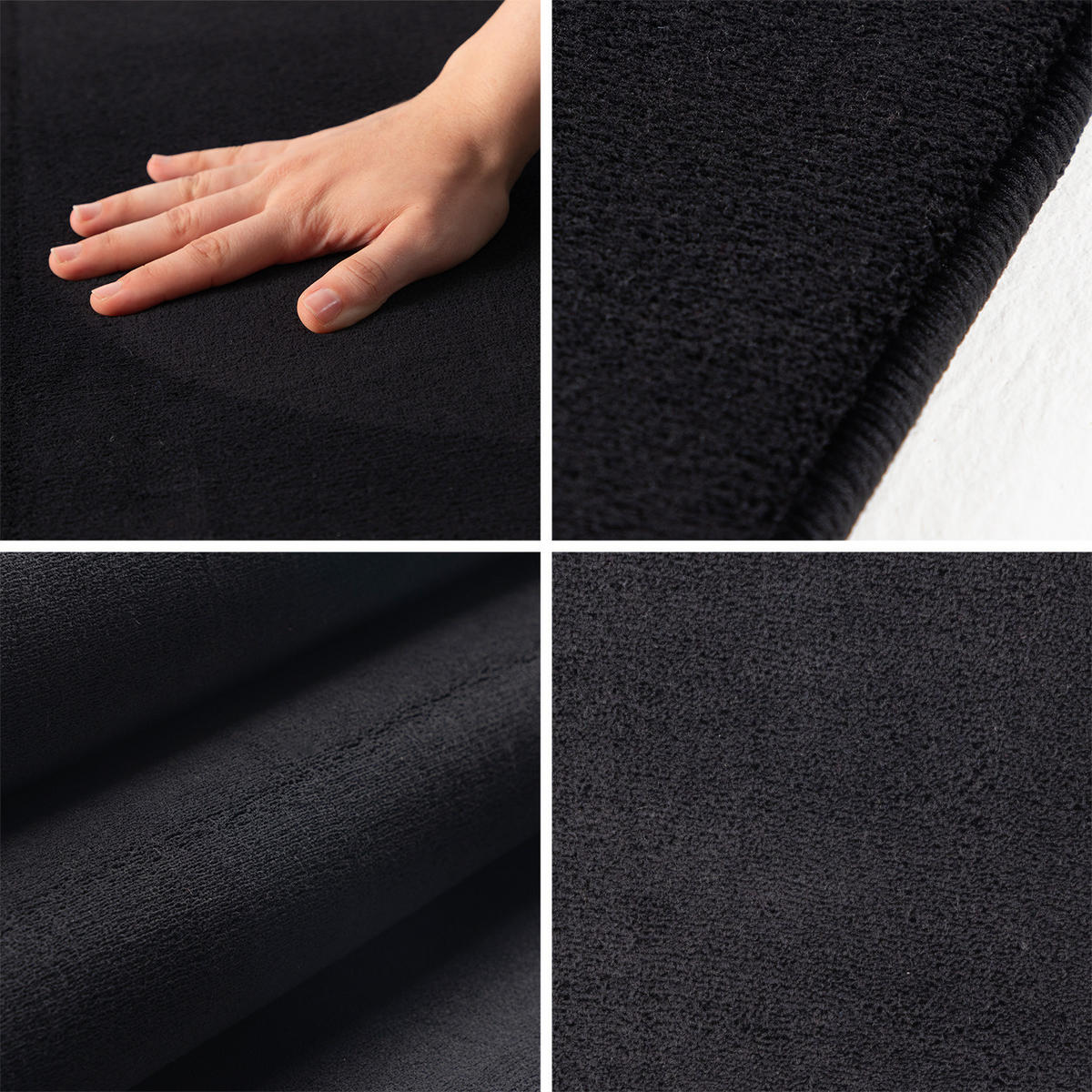 TEPPICH Kurzflor Uni-Farbe Microfaser Antirutsch Wohnzimmer waschbar Schwarz Rund 160x160 - Schwarz, Textil (160/160cm) - KADIMA DESIGN