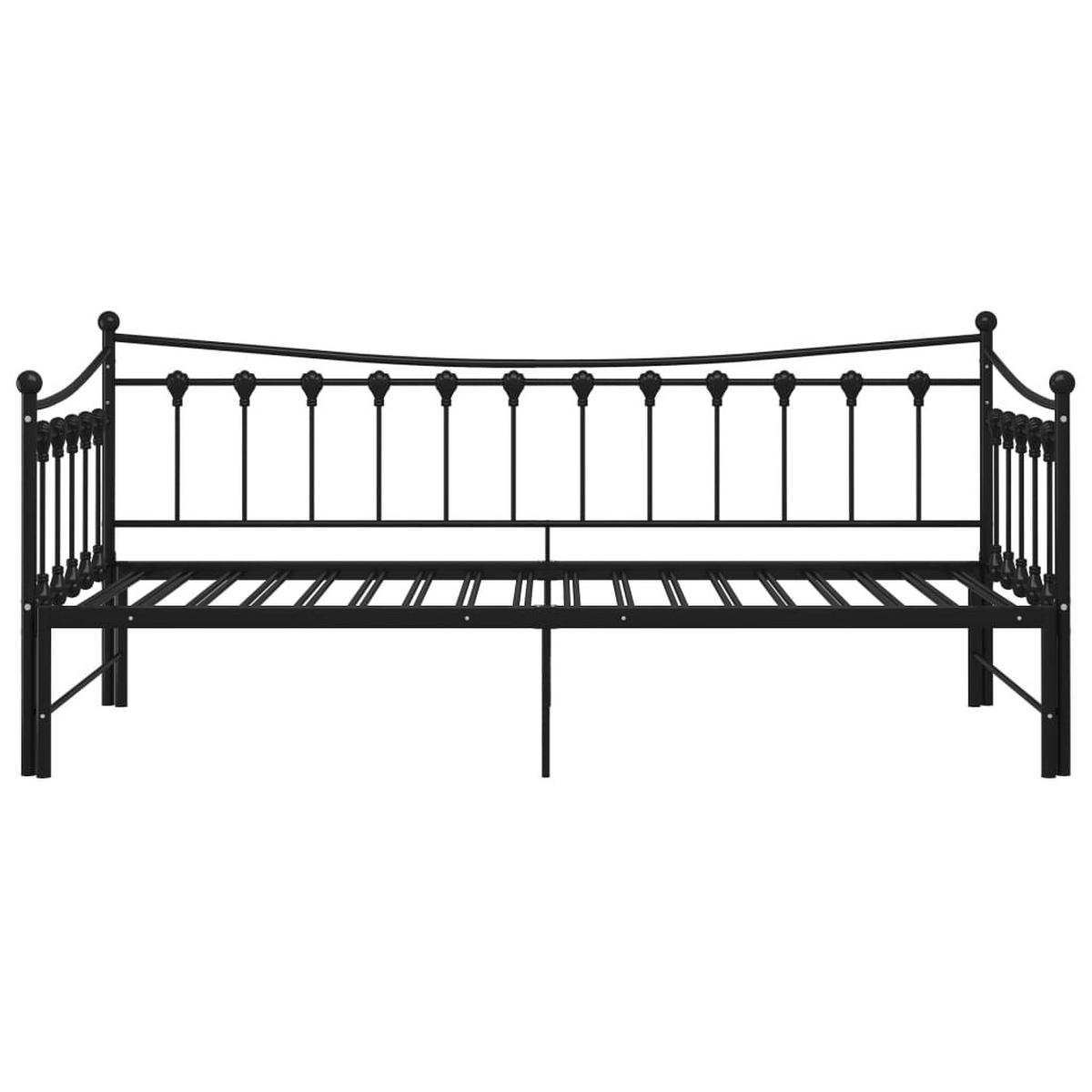 AUSZIEHSOFA Bettgestell Schwarz Metall 90/200 Cm - Schwarz, Textil (90/200cm) - vidaXL