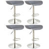 BARHOCKER 4er Set Kunststoff grau - Chromfarben/Grau, Kunststoff/Metall (52/67/43cm) - CLP