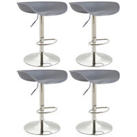BARHOCKER 4er Set Kunststoff grau - Chromfarben/Grau, Kunststoff/Metall (52/67/43cm) - CLP