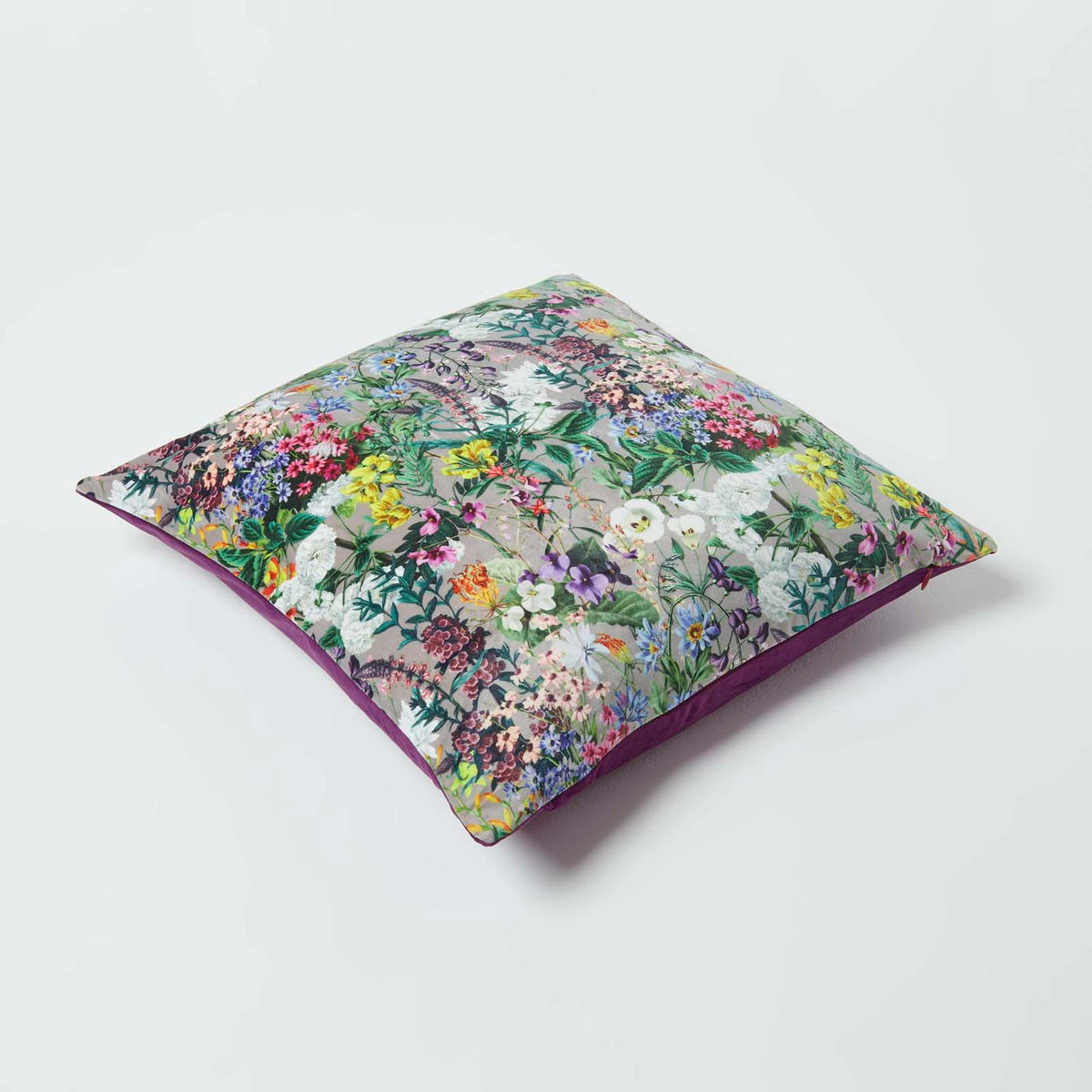 KISSENHÜLLE Botanical Garden – Samt violett 46/46 cm - Violett, Textil (46/46cm) - Homescapes
