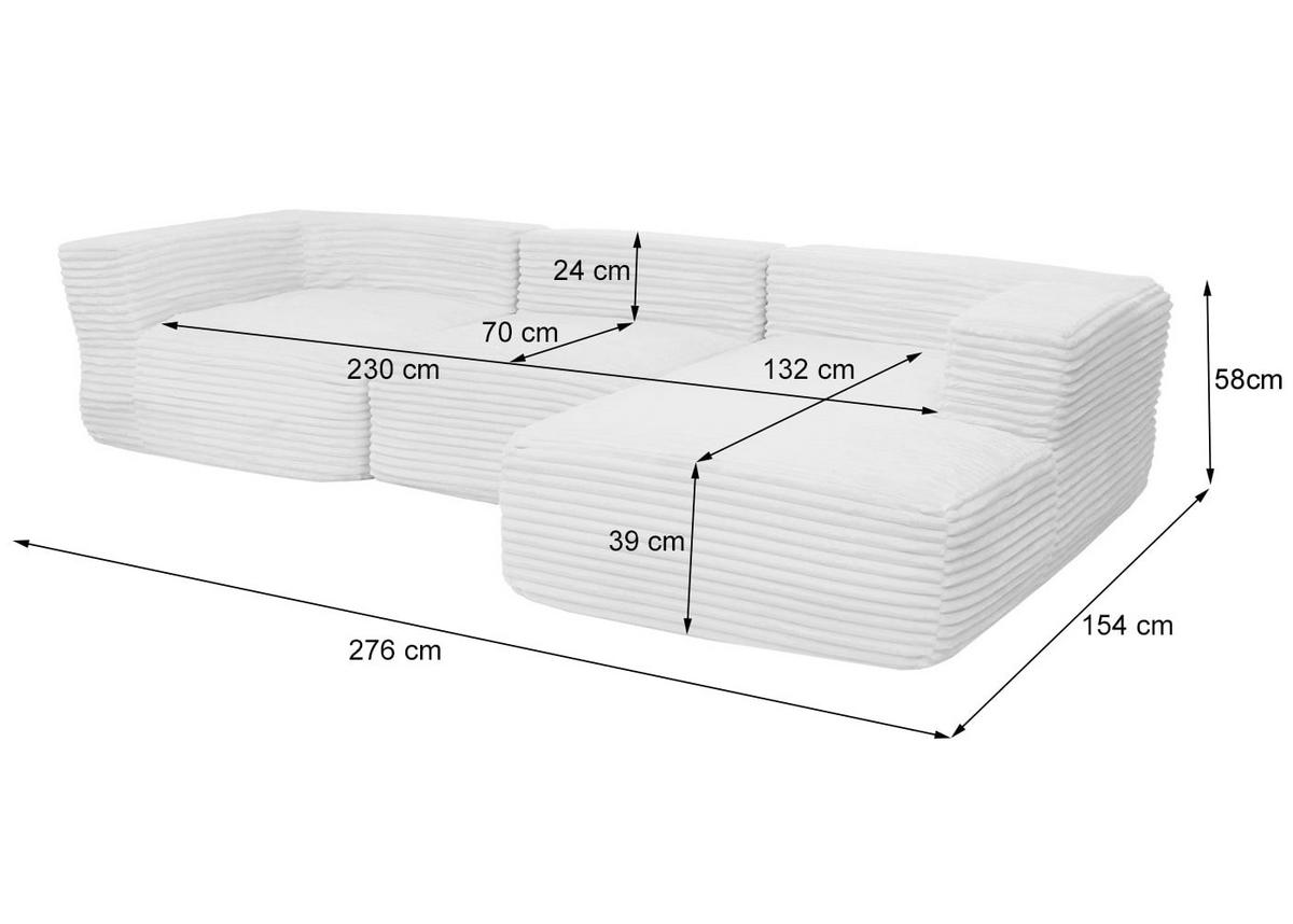 SOFA SET Braun - hnědá, textil (276/58/154cm) - MCW