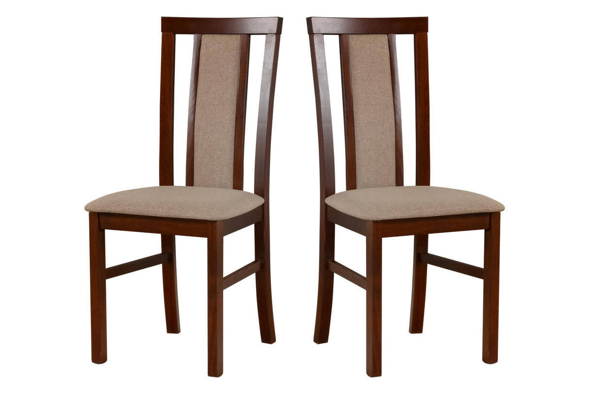 STUHL 2 er MILANO 7, nussbaum - Nussbaumfarben/Braun, Holz (43/93/40cm) - Leaf Design