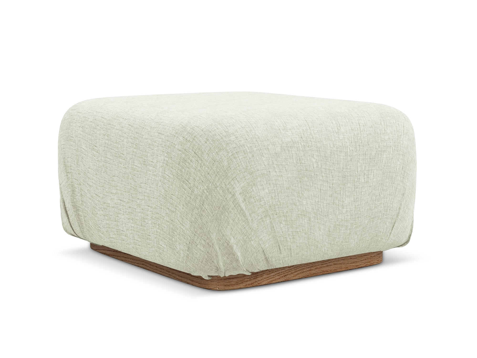 POUF Chenille Stoff Weiß - Weiß/Braun, Holz/Textil (83/95/41cm) - Makamii