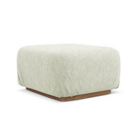 POUF Chenille Stoff Weiß - Weiß/Braun, Holz/Textil (83/95/41cm) - Makamii