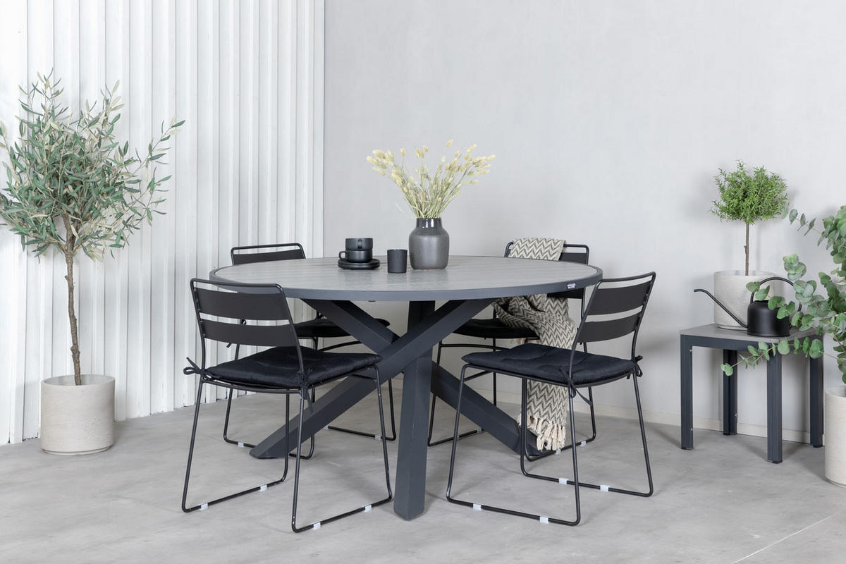 GARTENSTUHL 2er Set Schwarz - Schwarz, Holzwerkstoff (47/78/55cm) - ebuy24