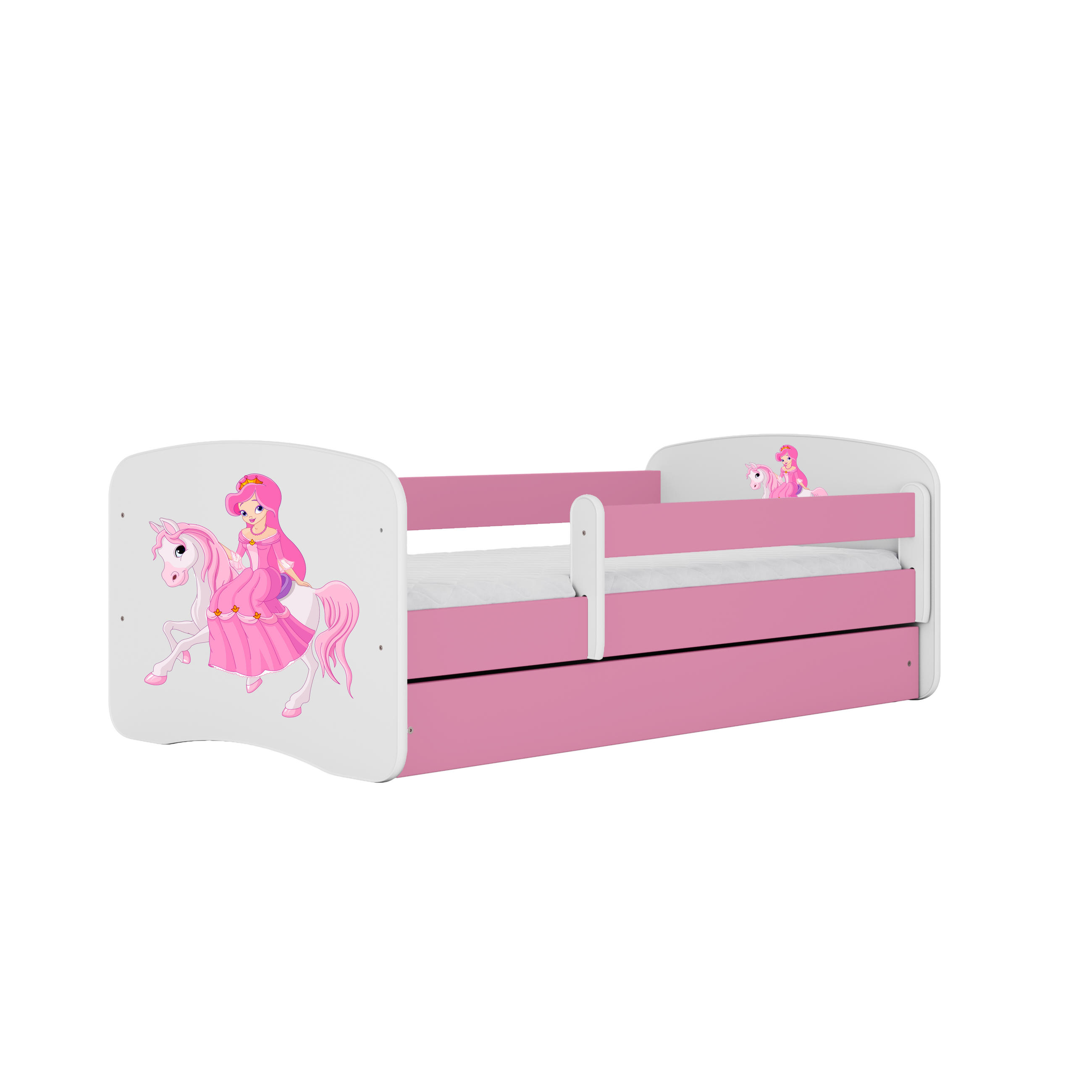 KINDERBETT Prinzessin zu Pferd mit Schublade 160/80 90/61/164 - Rosa, Holzwerkstoff (80/160cm) - RAUMHIRSCH FURNITURE