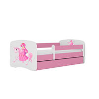 KINDERBETT Prinzessin zu Pferd mit Schublade und Matratze 140/70 - Rosa, Holzwerkstoff (70/140cm) - RAUMHIRSCH FURNITURE