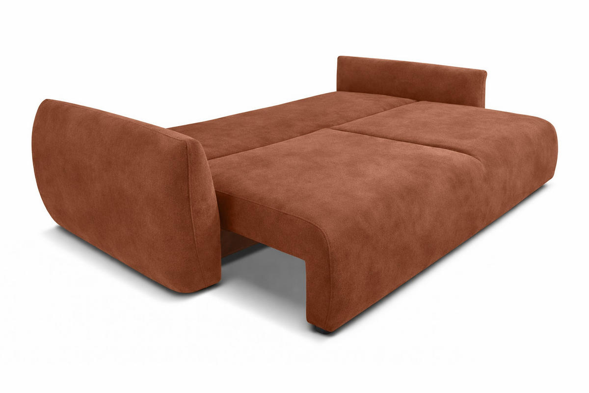 SOFA Mit Schlaffunktion Und Bettkasten, Veloursstoff Salvador, Dunkelbraun, Zephira - Dunkelbraun, Holz (238/87/102cm) - Kaiser Möbel