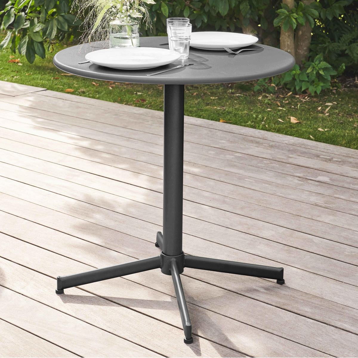 GARTENTISCH , klappbar, Grau - Grau, Metall (70/70/72cm) - Oviala