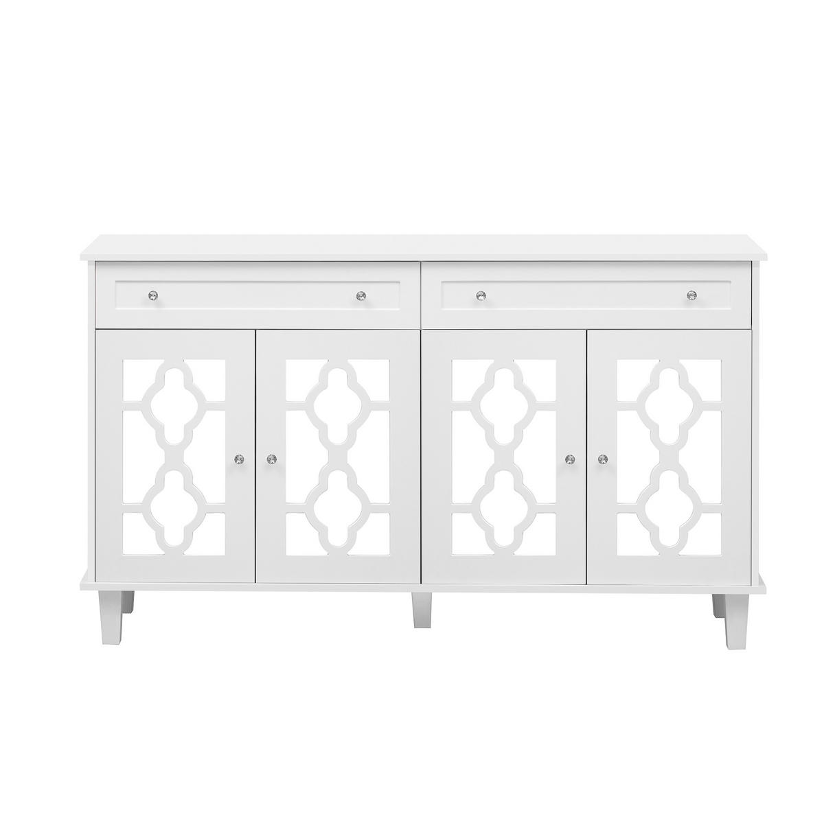 SIDEBOARD 140/40/83 cm Weiß aus MDF mit Spiegeltüren und Schubladen - Weiß, Holzwerkstoff (140/83/40cm) - OKWISH