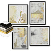 WANDBILDER 4er-Set - 50x50 cm & 40x60 cm Schwarzer Rahmen - Abstrakte minimalistische Muster - Schwarz, Kunststoff (50/50cm) - ArtPrintCave