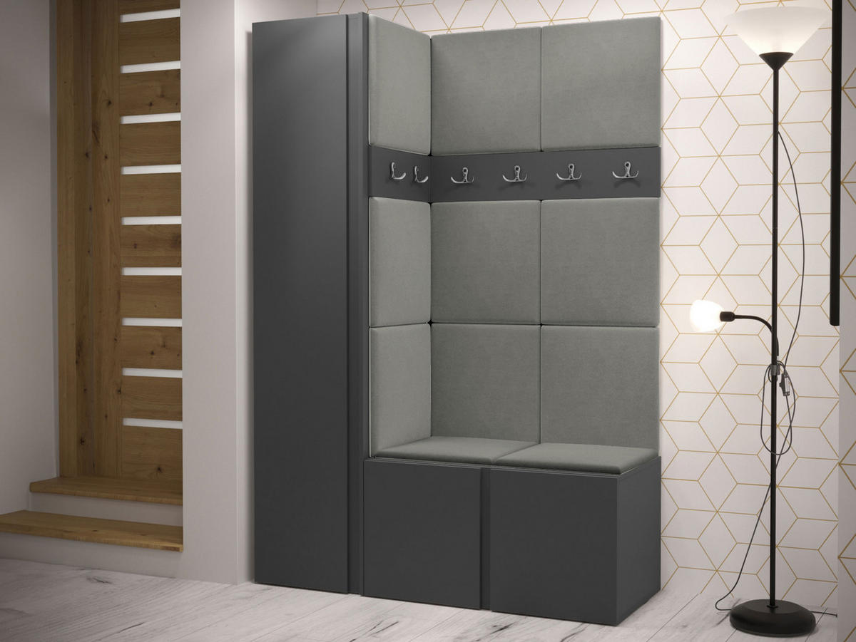MOBILIER PENTRU HOL Orion IX - grafit/gri, material plastic/compozit lemnos (124/186/46cm) - MIRJAN24