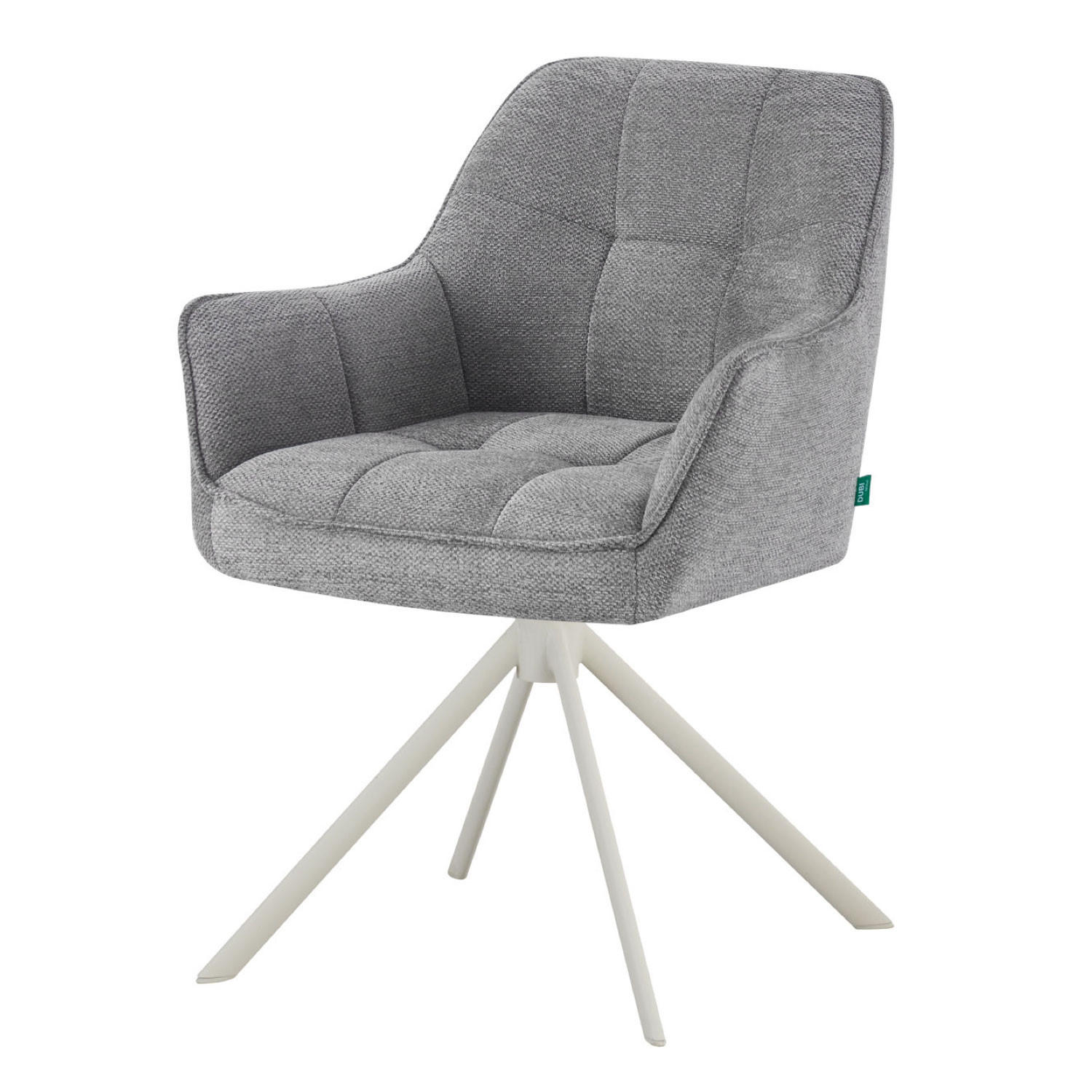 ESSZIMMERSTUHL THOMAS-DINA 2er-Set 360°drehbar - Weiß/Grau, Textil/Metall (61/83/62cm) - DUBI Möbel