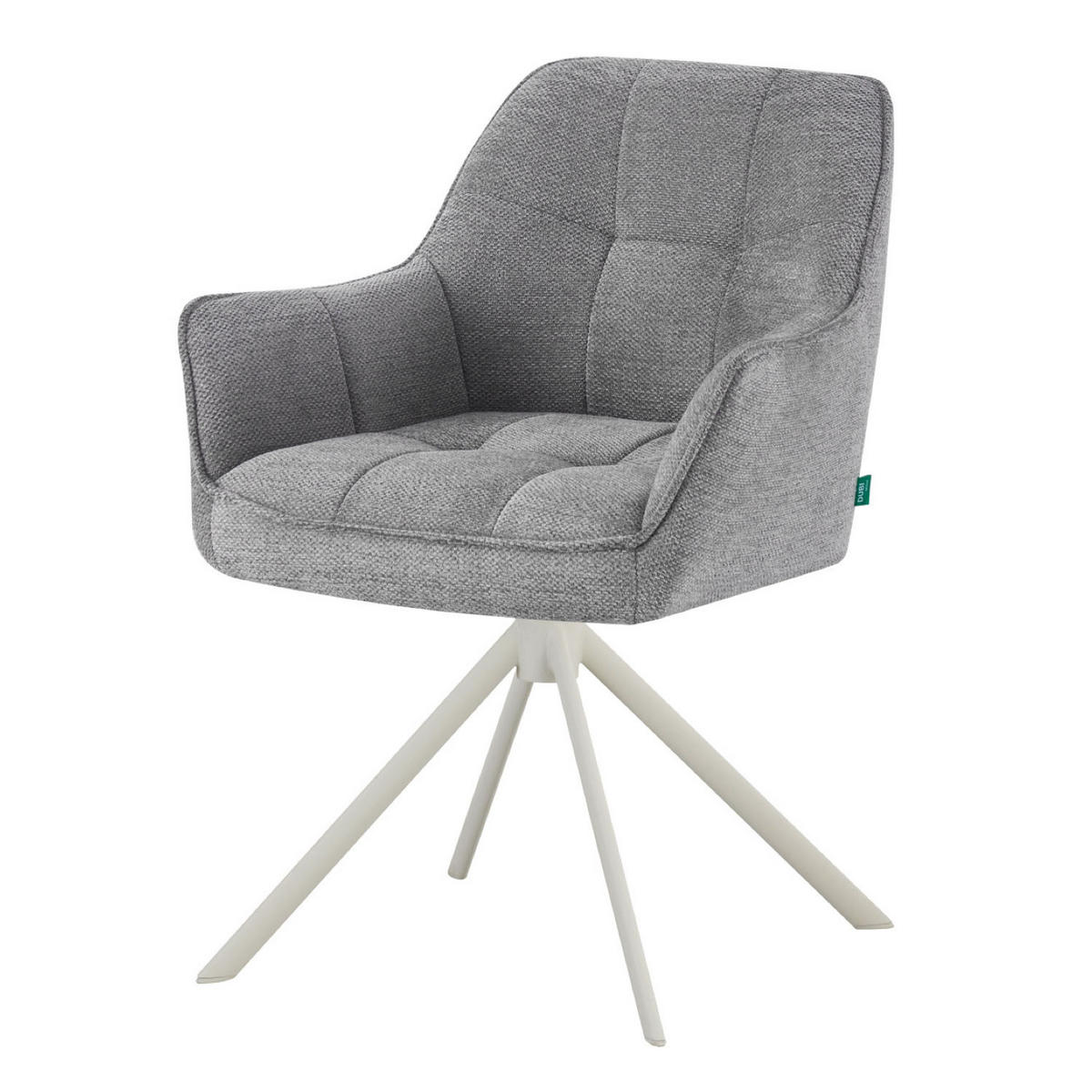ESSZIMMERSTUHL THOMAS-DINA 2er-Set 360°drehbar - Weiß/Grau, Textil/Metall (61/83/62cm) - DUBI Möbel