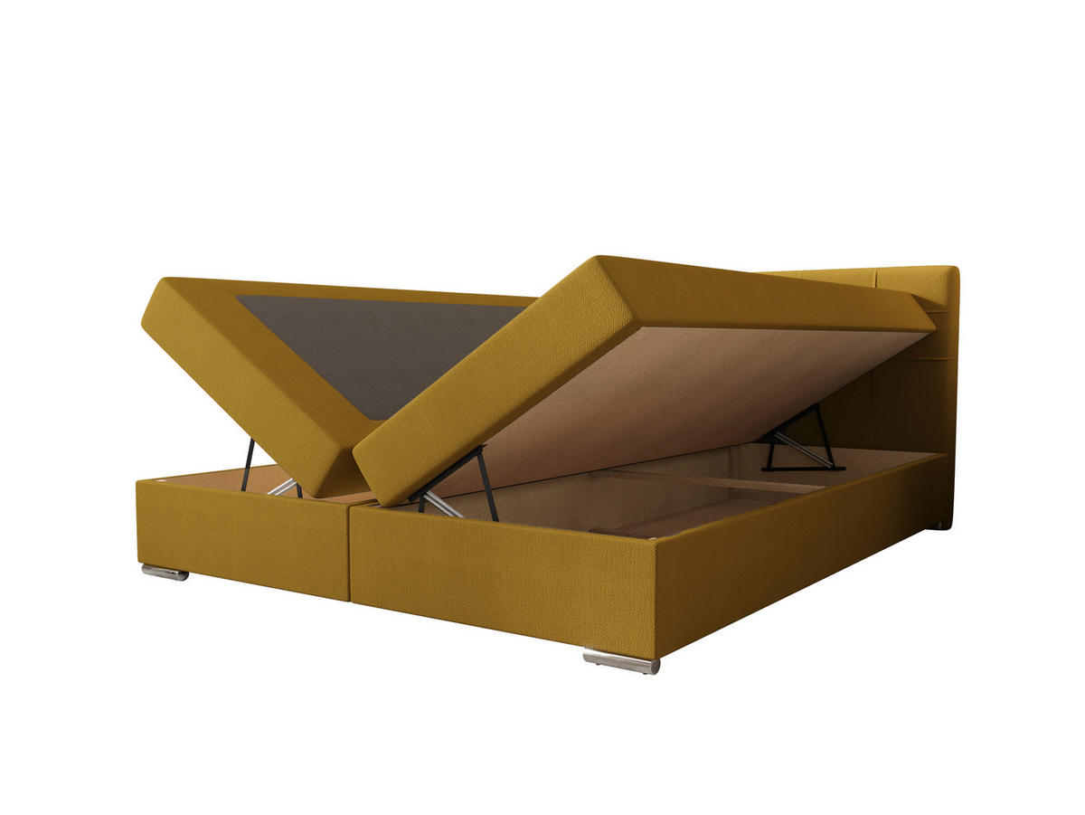 BOXBETT ZILANO 1 mit Matratze H3 und Topper 180x200 Cosmic 120 - Gelb, Holz/Textil (180/200cm) - Bedante