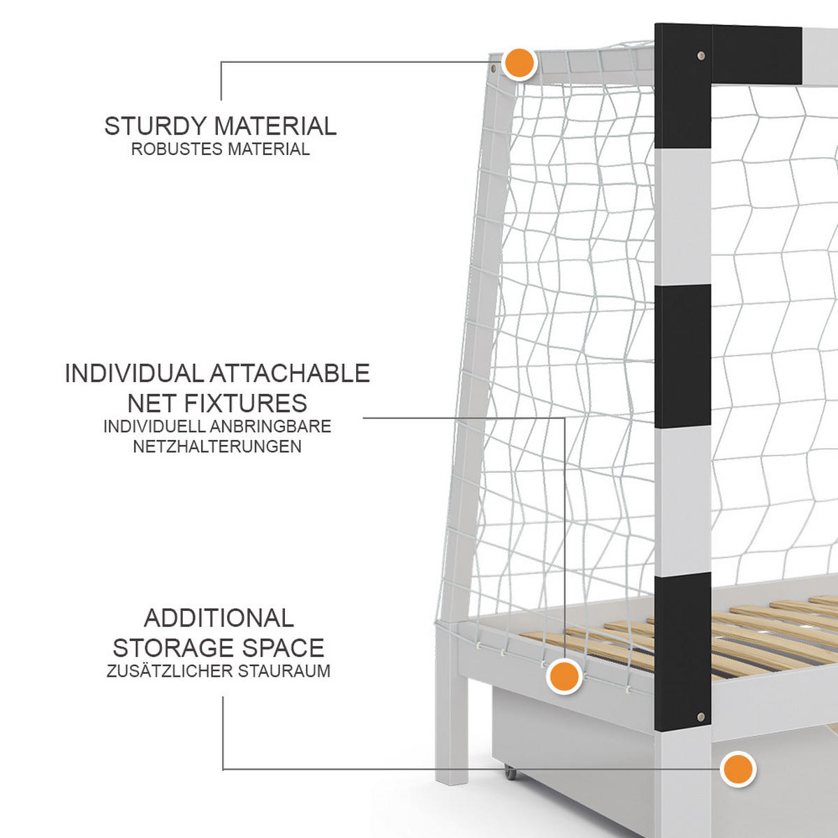 DĚTSKÁ POSTEL Fußballtor Bílá - bílá, dřevo - VitaliSpa