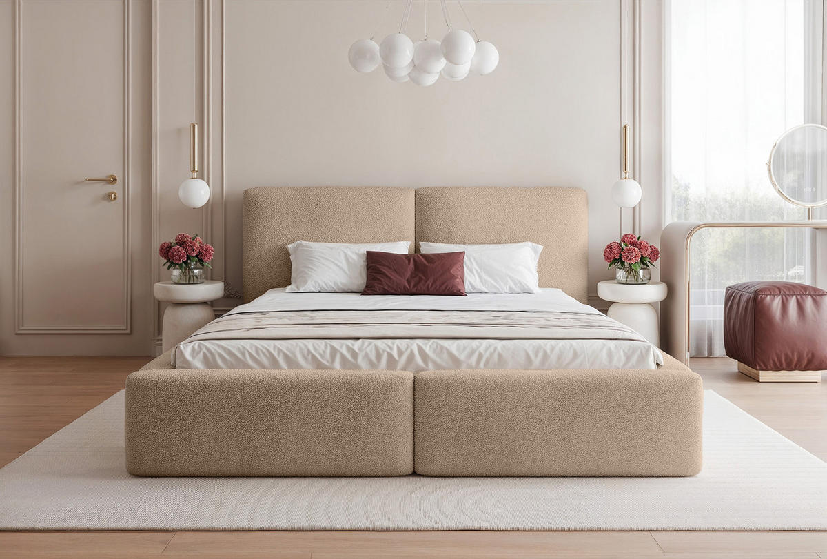 POLSTERBETT NUVARI 180x200 cm, Beige - Beige, Textil (200/180cm) - Fedve