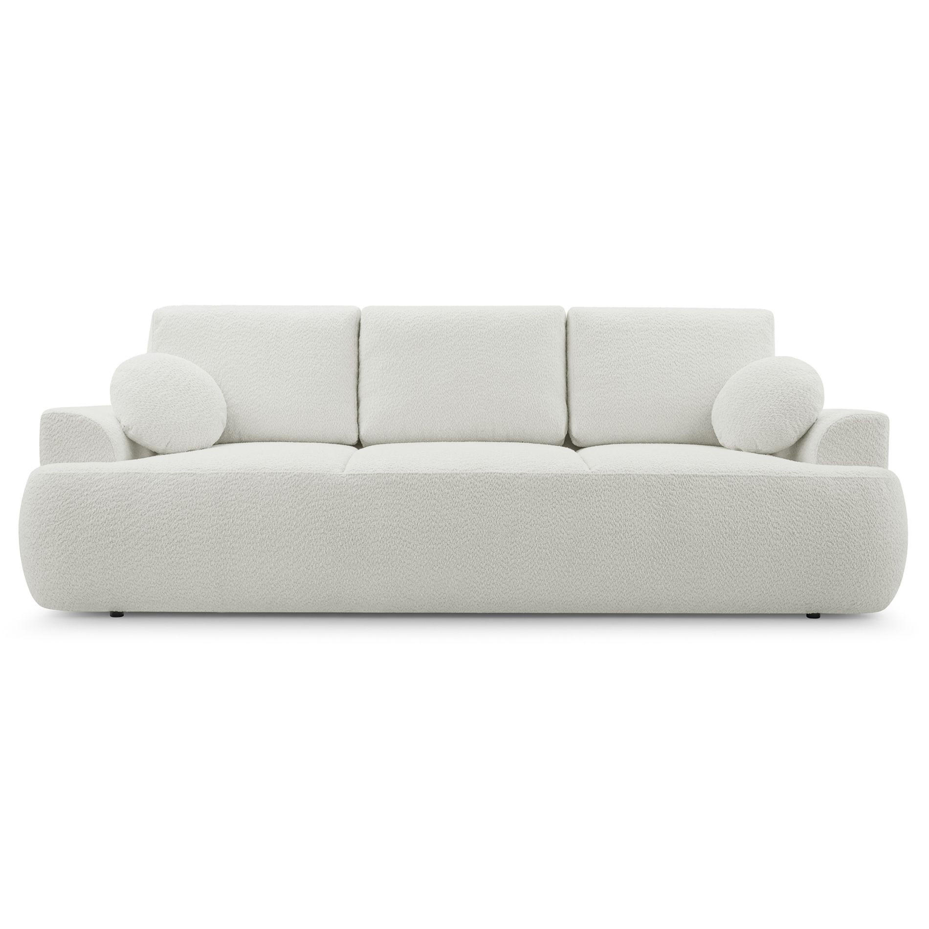 3-SITZER SOFA Barletto Hellbeige Bouclé - Ecru/Schwarz, Holz/Textil (248/94/110cm) - Selsey