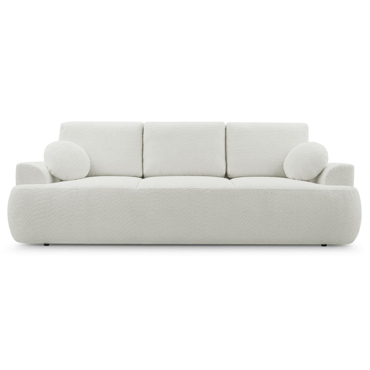 3-SITZER SOFA Barletto Hellbeige Bouclé - Ecru/Schwarz, Holz/Textil (248/94/110cm) - Selsey