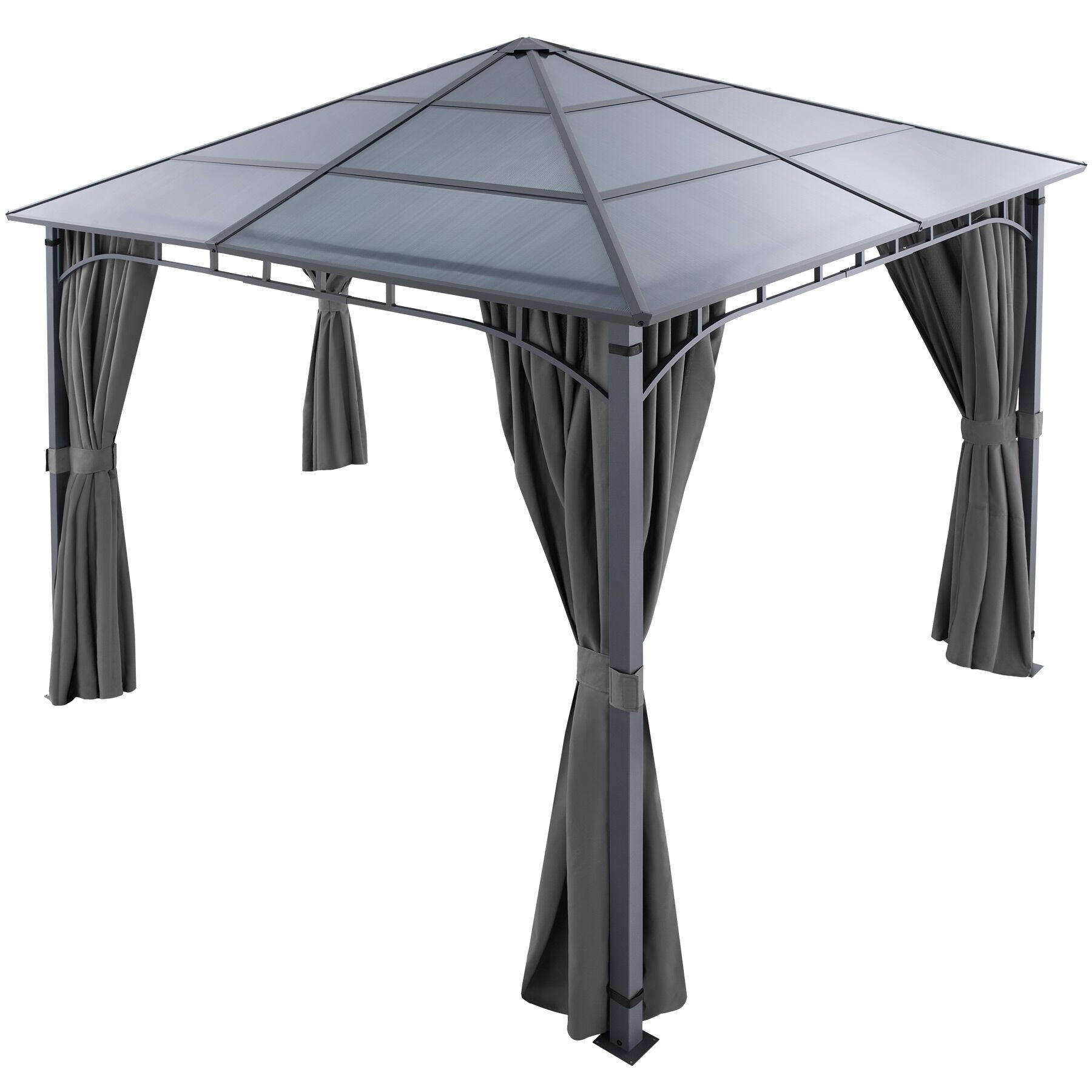 GARTENPAVILLON Caracas, inklusive 8 Heringen, grau - Grau, Metall (300/263/300cm) - tectake