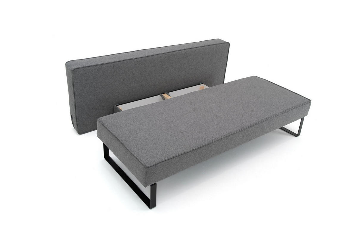 SCHLAFSOFA Mit Bettkasten NOMI, Stoff Faro, Dunkelgrau - Dunkelgrau, Holz (200/82/100cm) - Kaiser Möbel
