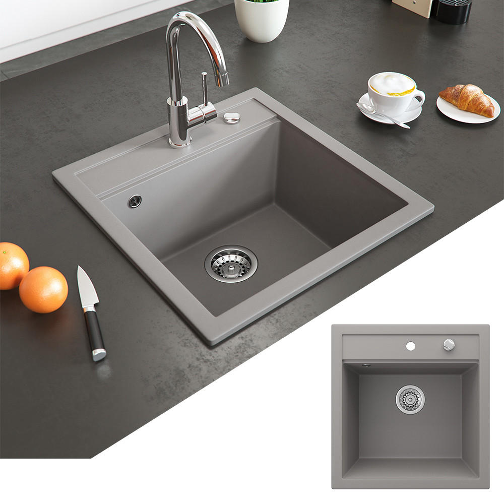 SPÜLBECKEN Tesa Beton 49 x 51 cm - Schieferfarben, Keramik (49/20/51cm) - Bergstroem
