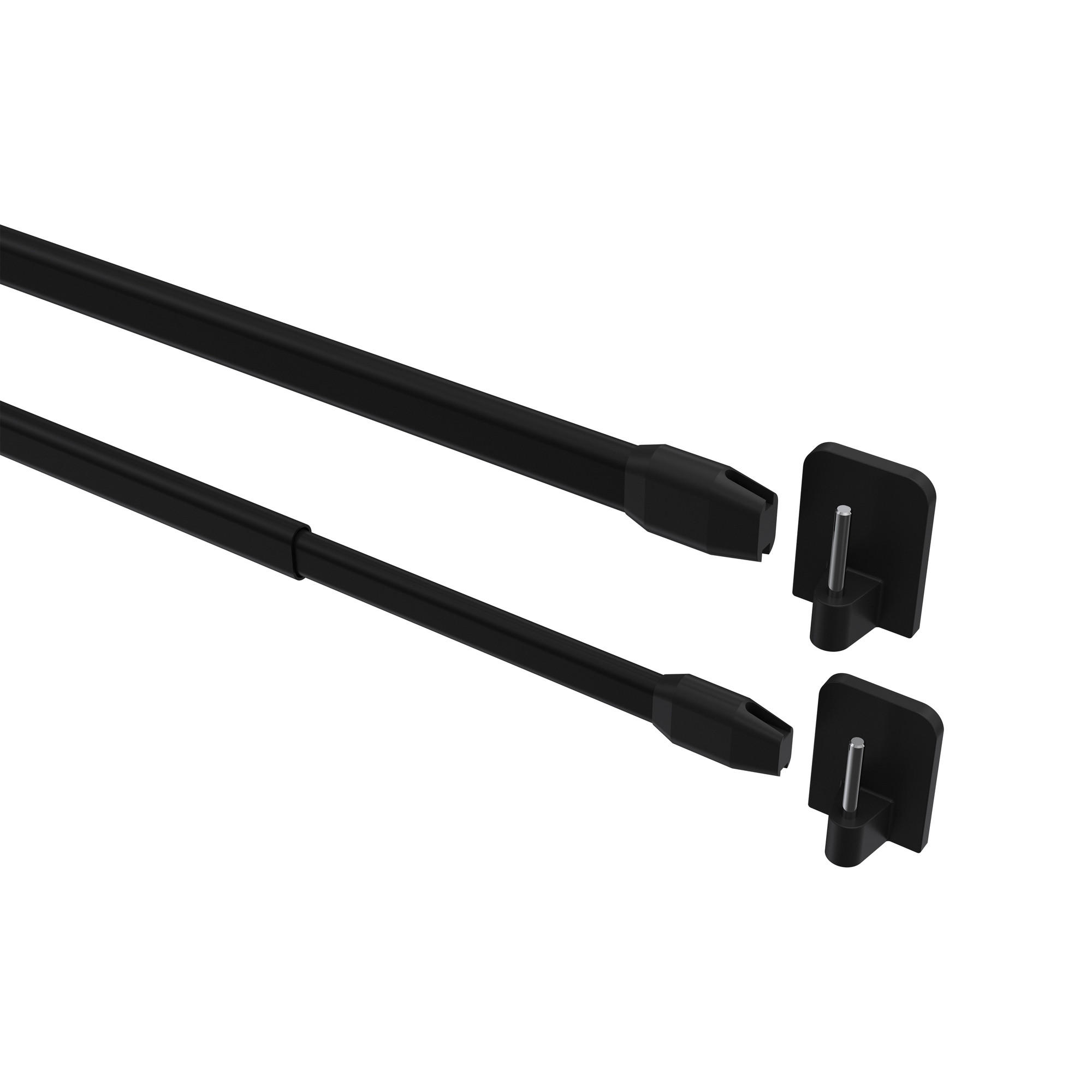 SCHEIBENSTANGEN / VITRAGESTANGEN MIT KLEBEHAKEN Geno 80-140 cm, oval, Schwarz, Packung 2 Stück - Schwarz, Kunststoff/Metall (1.2/2.4/140cm) - INTERDECO