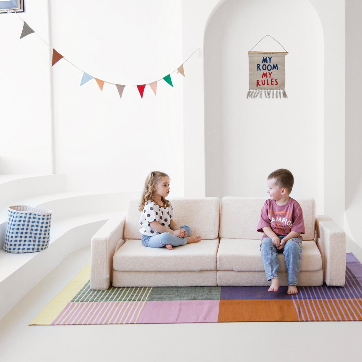 SPIELCOUCH - Sofa für Kinder - Beige, Textil (168/55/73cm) - KomfortKissen