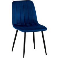 STUHL Samt Blau - Blau/Schwarz, Textil/Metall (45/88/53cm) - CLP
