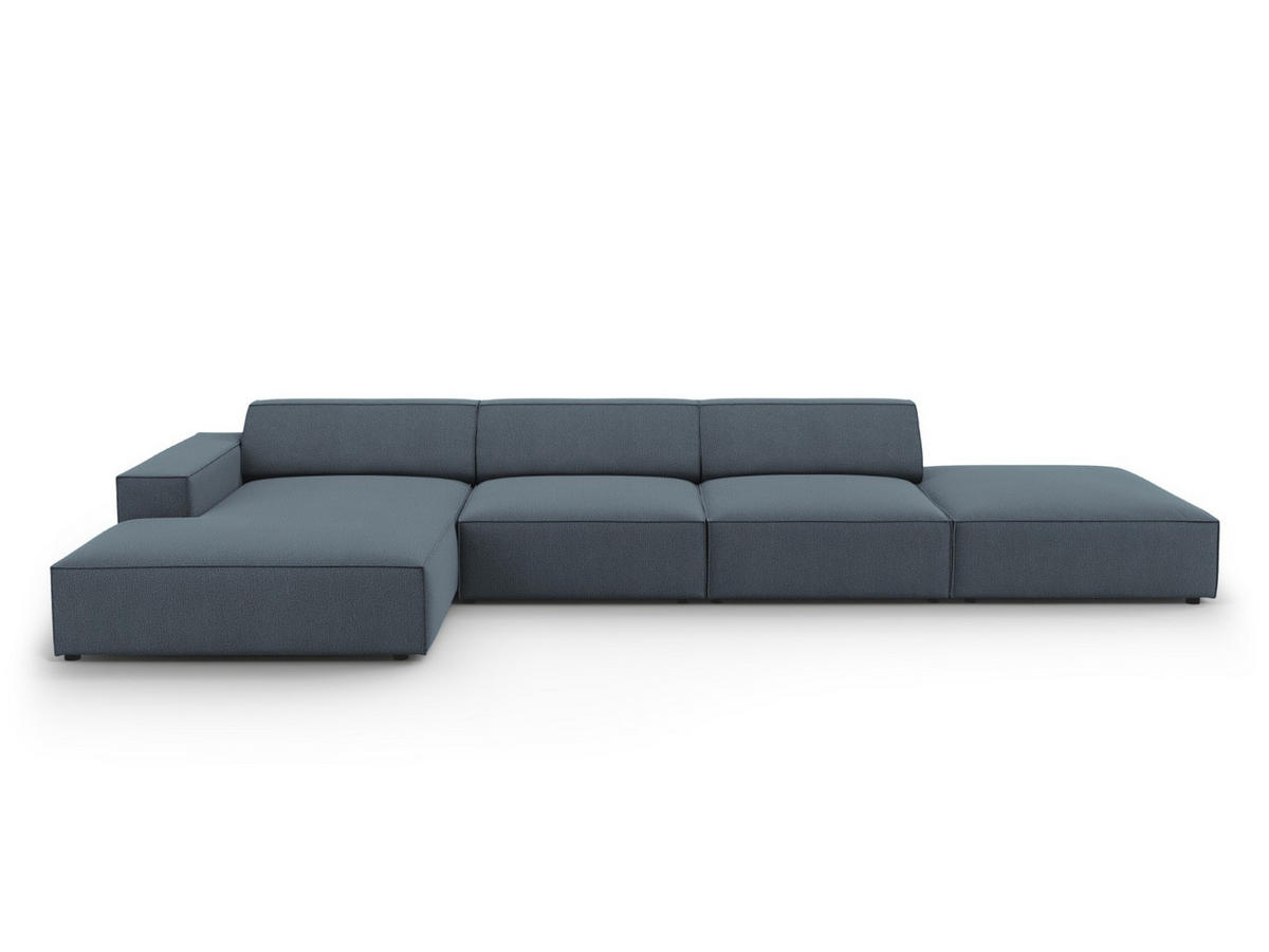 ECKSOFA links Jodie aus strukturiertem Stoff blau 5 Sitzplätze - Blau, Textil (166/341cm) - Micadoni